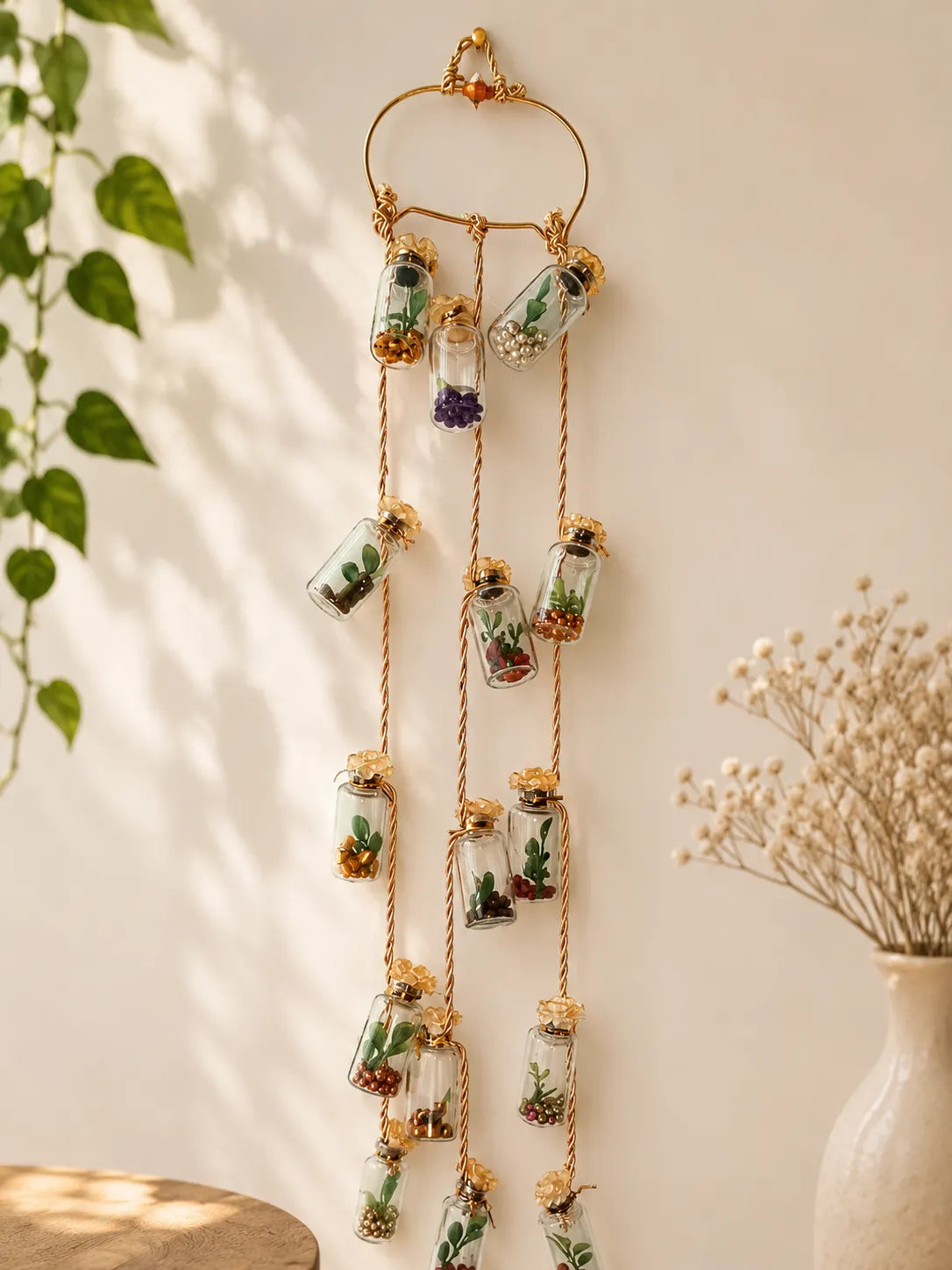 Handmade Mini Glass Jar Plant Hanging Decor | Aesthetic Wall Decoration