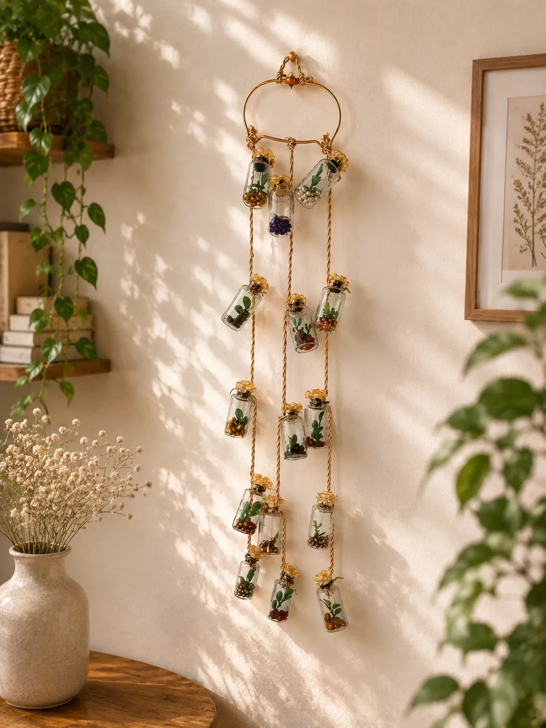 Handmade Mini Glass Jar Plant Hanging Decor | Aesthetic Wall Decoration