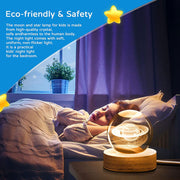 3D Glowing Moon Crystal Ball Night Light – with Wooden LED Base