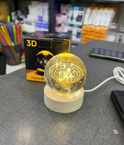 3D Glowing Galaxy Crystal Ball Night Light – with Wooden LED Base