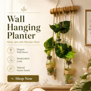 Wall Hanging Planter – 3 Tier Hanging Glass Jars with Artificial Greenery Plants on Eco-Friendly