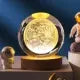 3D Glowing Moon Crystal Ball Night Light – with Wooden LED Base
