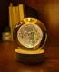 3D Glowing Moon Crystal Ball Night Light – with Wooden LED Base
