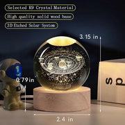 3D Glowing Galaxy Crystal Ball Night Light – with Wooden LED Base