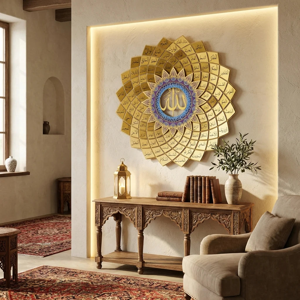 3D Metal 99 Names of Allah Wall Art